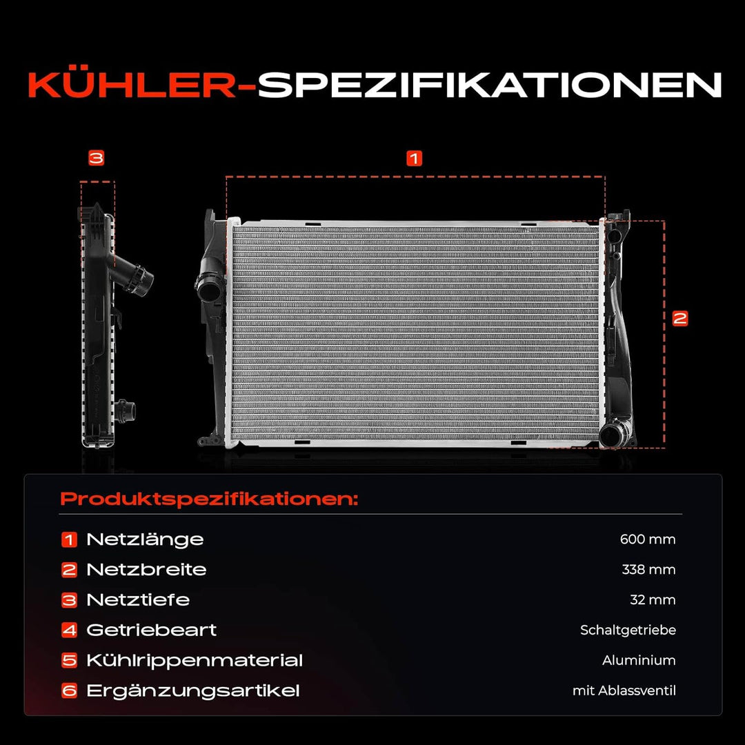 Frankberg Kühler Wasserkühler Motorkühler Schaltgetriebe/Automatikgetriebe Kompatibel mit 3er E90 E9