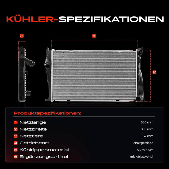 Frankberg Kühler Wasserkühler Motorkühler Schaltgetriebe/Automatikgetriebe Kompatibel mit 3er E90 E9