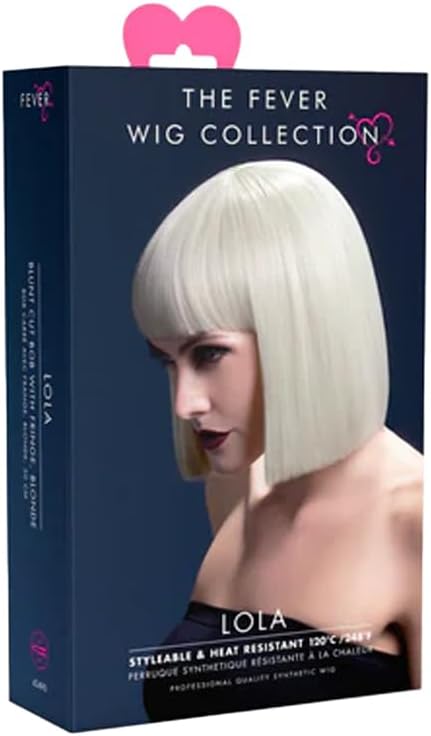 Fever Damen Kurzer Blunt Haarschnitt Perücke mit Pony, 30 cm, Lola Perücke, Blond, One Size, 42490,