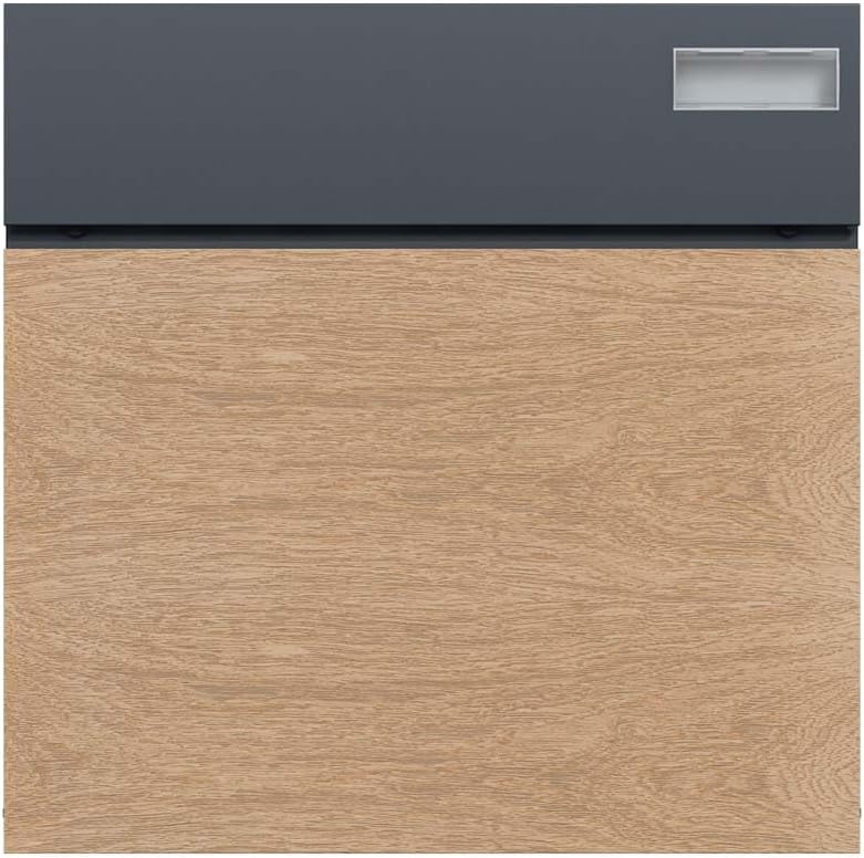 SCHARTEC Briefkasten SPB-6 Holz Design hell & anthrazit mit Zeitungsfach modern & gross Wandbriefkas