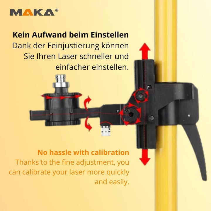 MAKA Teleskopstange - Einstellbar von 80-360 cm - 1/4 & 5/8 Zoll mit Schnellverschluss und Feineinst