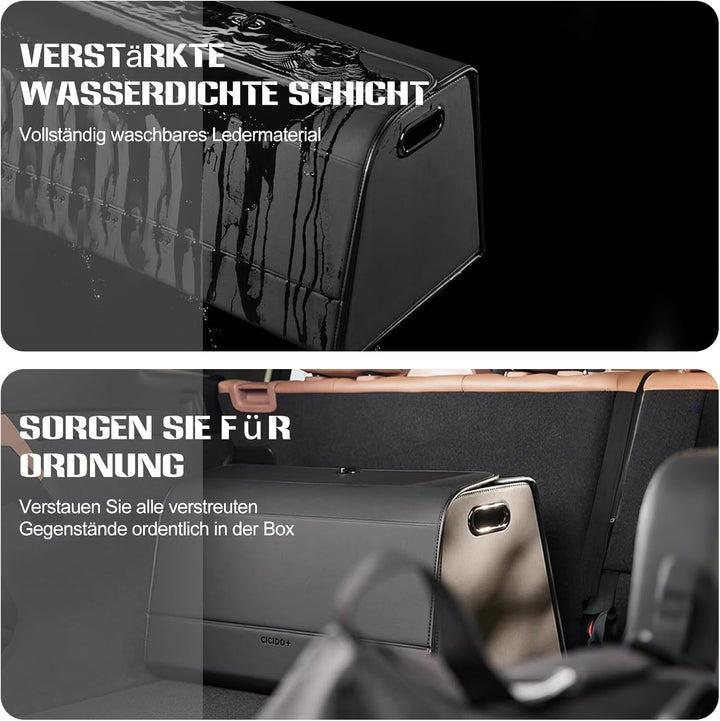 Ergocar Kofferraum Organizer, PU-Leder Autotasche Auto Kofferraum Box mit Deckel, Zusammenklappbarer