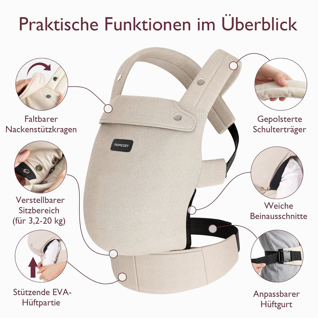 Momcozy Babytrage – Baby Carrier für Kleinkind (3-24 Monate) · Ohne Einsätze · Ergonomische M-Trage