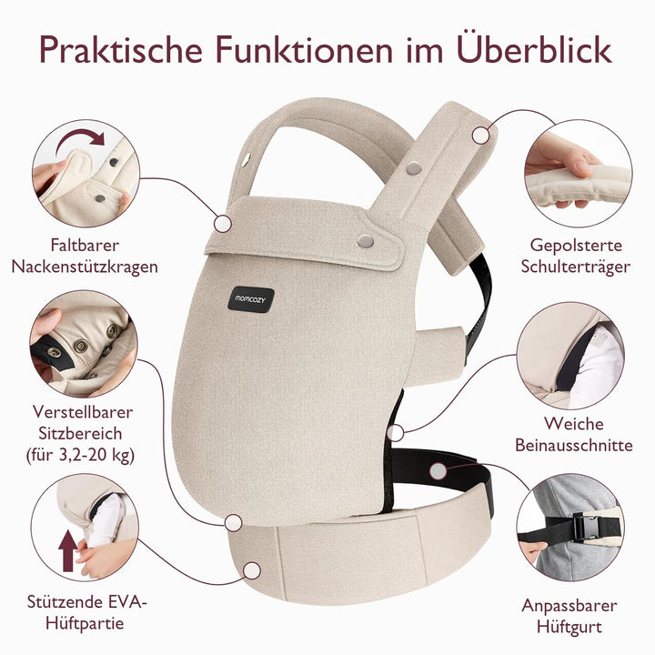 Momcozy Babytrage – Baby Carrier für Kleinkind (3-24 Monate) · Ohne Einsätze · Ergonomische M-Trage