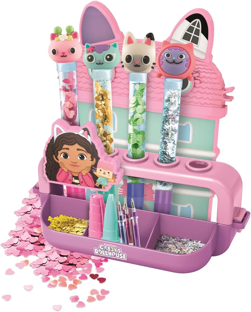 Clementoni Idea Mein Stift-Atelier Gabby’s Dollhouse - DIY Stifte-Set mit 5 Stiften & Figuren, schil