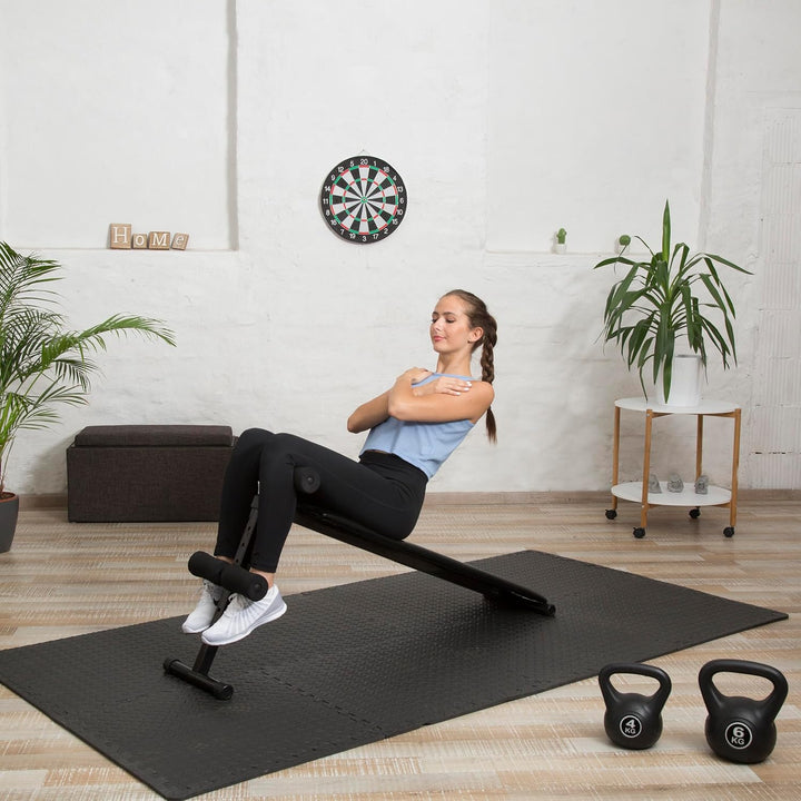 Relaxdays 48 Bodenschutzmatten 60x60cm, 18m², Unterlegmatte Fitnessgeräte, Stärke 1cm, erweiterbar,