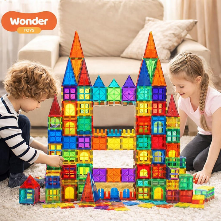Wonder Toys 64 Teile Klassische Magnetblöcke, originelles magnetisches Bauspielzeug für Jungen und M