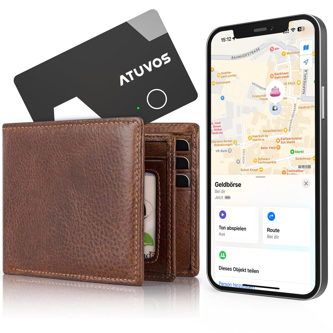 ATUVOS Air Tag Card Wallet Tracker Karte Thin 1.6mm, Wiederaufladbarer Geldbörsenfinder Kompatibel m