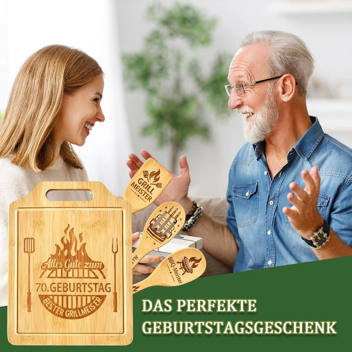 Geschenk 70. Geburtstag Männer - Geschenke zum 70 Geburtstag Mann, Graviertes Bambus Schneidebrett S