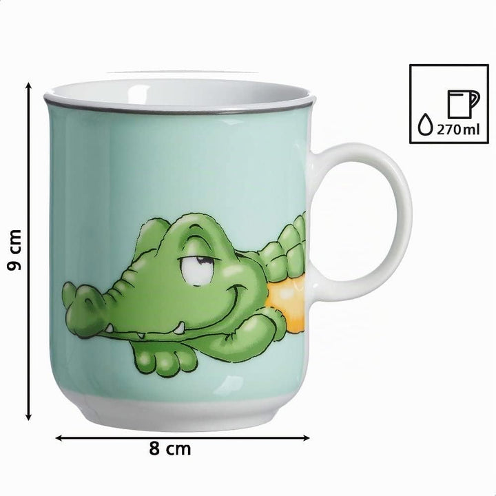 Kinderset Krokodil 7tlg. MIT Gravur (z.B. Namen) personalisiertes Kinderbesteck + Kindergeschirr, Kr