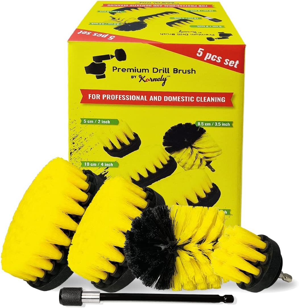 Premium Bohrbürste, mittelweich, gelb, 5 Stück Kratzt Keine Oberflächen Geeignet für Fliesen, Fugen,
