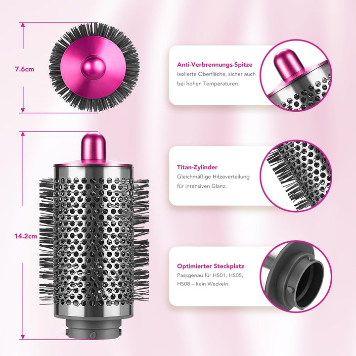 Grosse runde Volumenbürste-Aufsatz für Dyson Airwrap, Mit langen, feinen Borsten, um dem Haar Form u