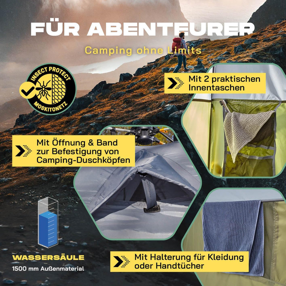 LUMALAND Premium Duschzelt | Toilettenzelt für Indoor &amp; Outdoor | Mobiles Umkleidezelt &amp; Lagerzelt |