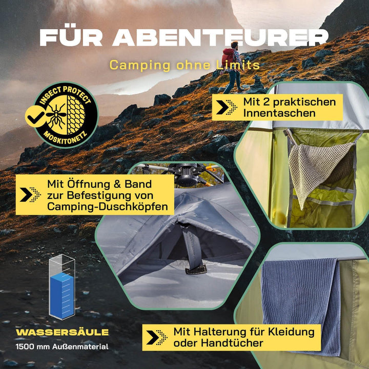 LUMALAND Premium Duschzelt | Toilettenzelt für Indoor &amp; Outdoor | Mobiles Umkleidezelt &amp; Lagerzelt |