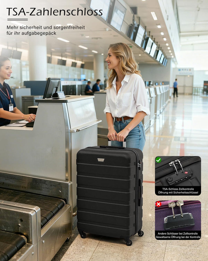 COOLIFE Hartschalen-Koffer Trolley Rollkoffer Reisekoffer ardschale Boardcase Handgepäck mit TSA-Sch