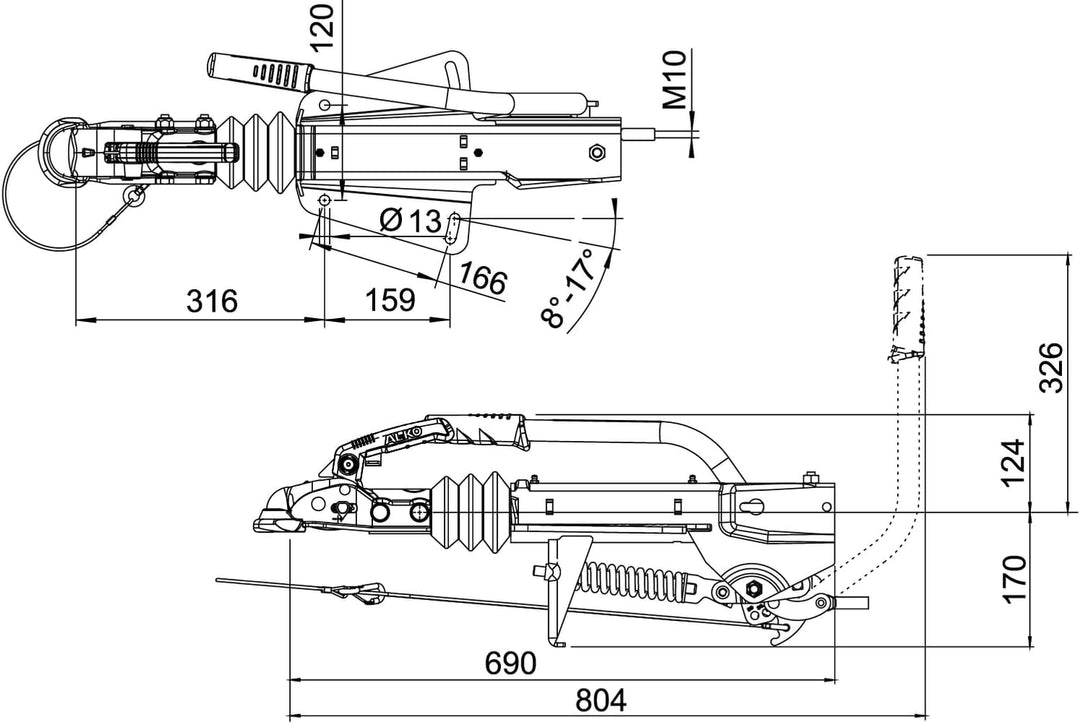 AL-KO ALKO 247581 Auflaufeinrichtung 251 G Ausf. A 1500 – 2700kg V-Deichsel Obereinbau