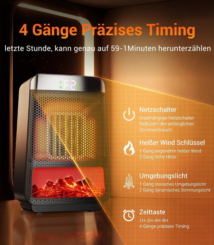 9.0 Mini Heizlüfter Bad【Heizleistung Nr.1–SPD Zertifizierung】【7 sichere Schutzmechanismen】Keramik He