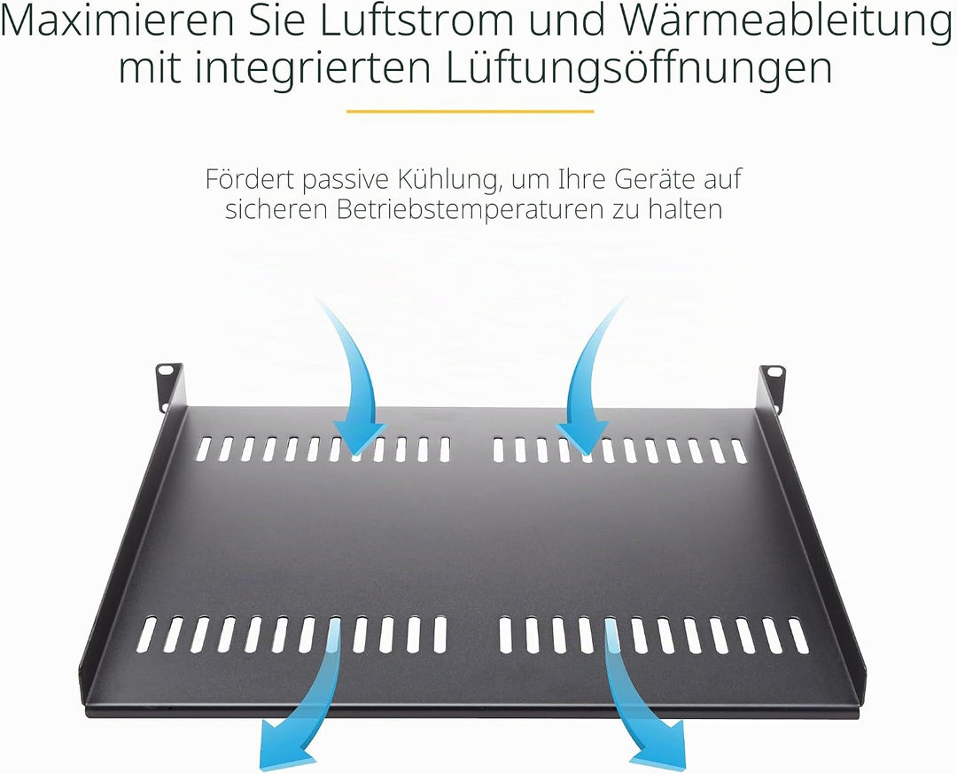 StarTech.com 2HE Rack Fachboden - Universelles perforiertes Fachboden/Kragarmfachboden für 19 Zoll N