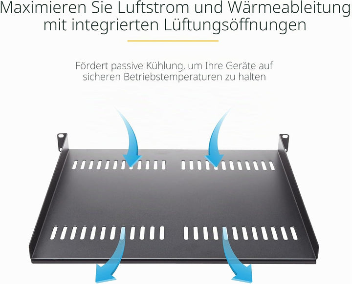 StarTech.com 2HE Rack Fachboden - Universelles perforiertes Fachboden/Kragarmfachboden für 19 Zoll N