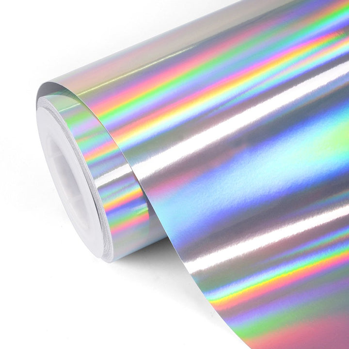 TECKWRAP Glänzendes Regenbogen-Vinyl, holografisch, silberfarben, verchromt, 0,3 x 1,5 m, Silber