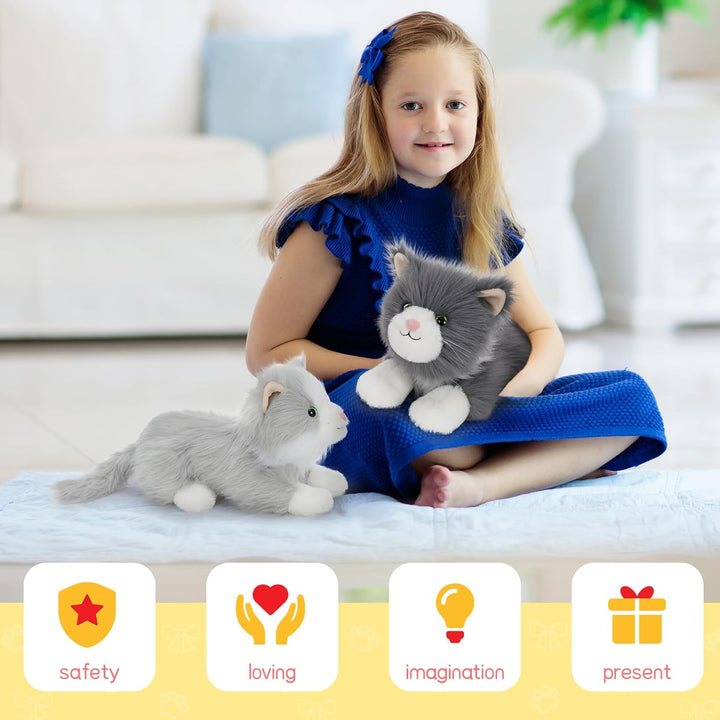 MorisMos süss 2 stücke Katze Kuscheltier Set, weich Kawaii 45cm Plüschkatze,deko Puppe Katze stoffti