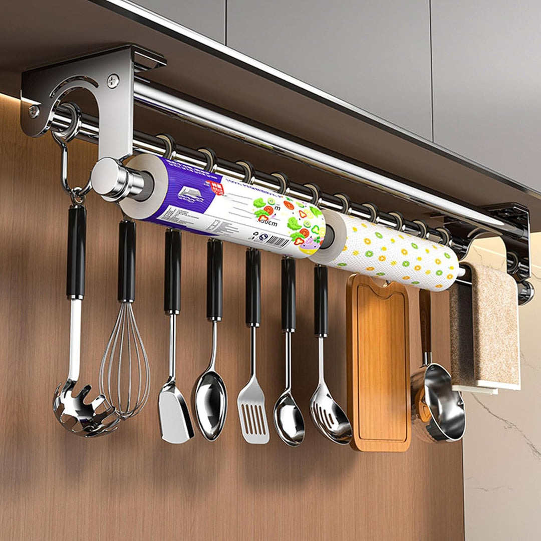 küchenhalterung für küchenhelfer, Hängende Topf Rack, Platzsparende Küchenutensilien Rack mit Haken,