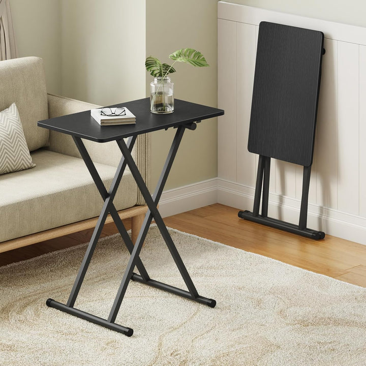 HOOBRO Beistelltisch Klappbar, Kleiner tabletttisch, verstellbare Höhe Klapptische, 60 x 40 x 60 cm,