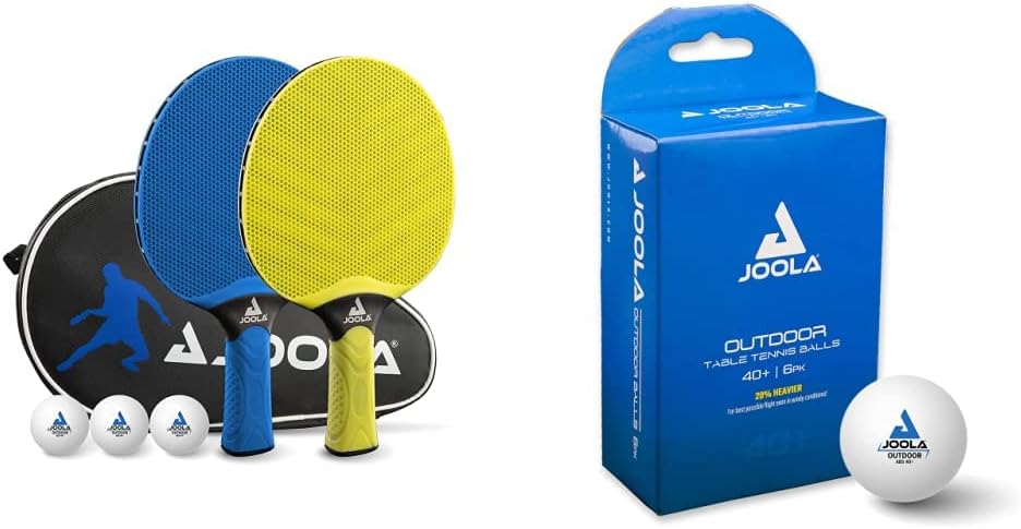JOOLA Tischtennis Set Vivid Outdoor 2 Tischtennisschläger + 3 Tischtennisbälle + Tischtennishülle, L