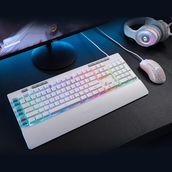 Redragon K512 Shiva US-Layout weisse Membran-Gaming-Tastatur, RGB-Beleuchtung, Programmierbare G-Tas