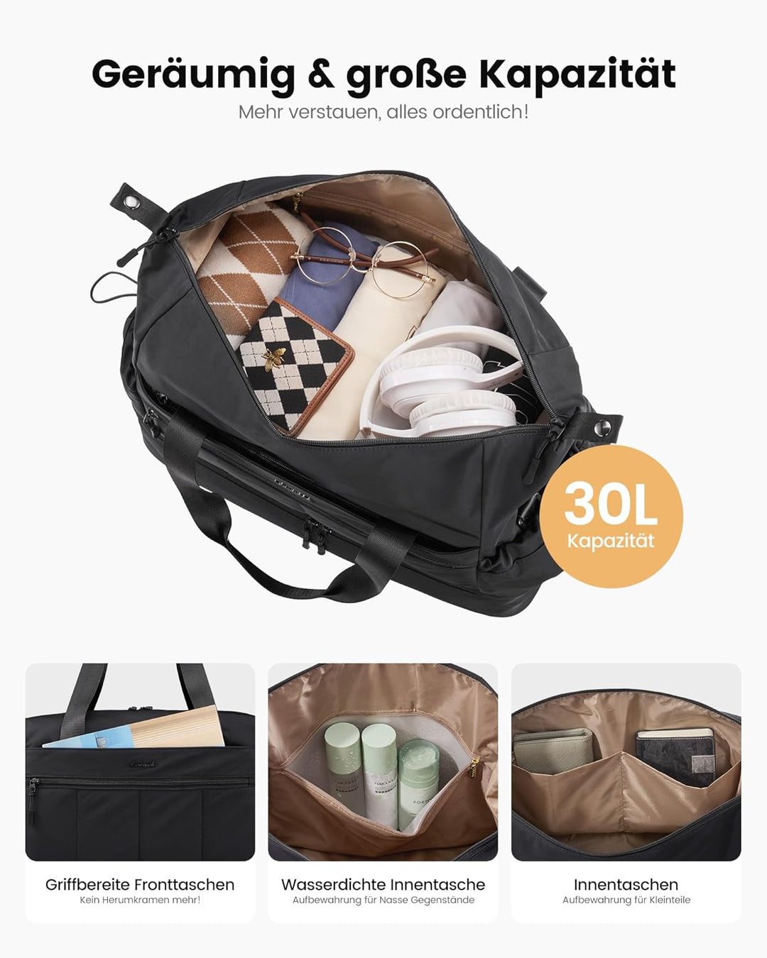 LOVEVOOK Reisetasche Damen, Leicht Kliniktasche Geburt Krankenhaustasche, Weekender Handgepäck Tasch