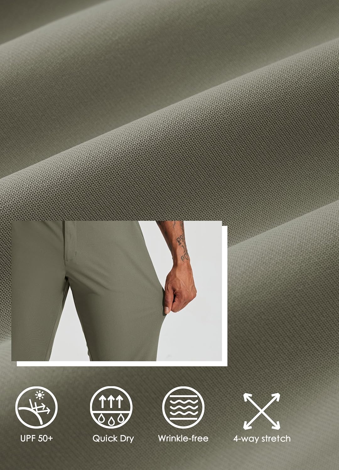 WILLIT Herren Golfhose Stretch Kleid Hose Slim Fit Schnelltrockner Casual Arbeitshose Stretchhose La