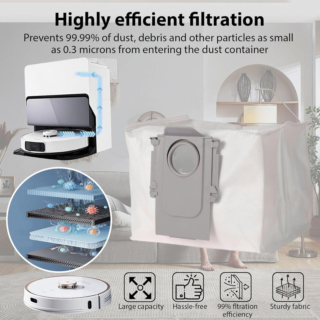 Zubehörset für Roborock S8 Pro Ultra 4*Saugroboter, Ersatzteile Enthält Hauptbürsten Filter Staubbeu