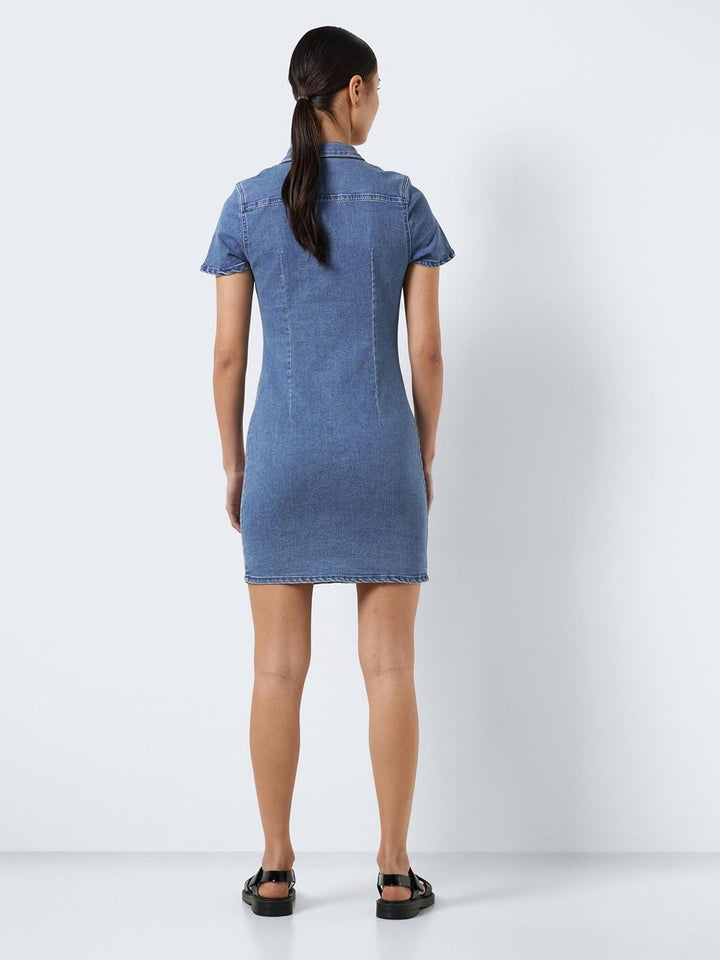 Noisy may Joy Short Sleeve Mid Wash Denim Day Dress M Medium Blue Denim, M Medium Blue Denim