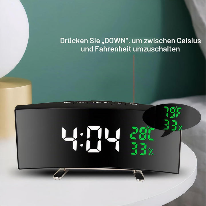 Lancoon LED Digitalwecker mit Temperatur Luftfeuchtigkeitsanzeige 6 Zoll gebogener Bildschirm Snooze
