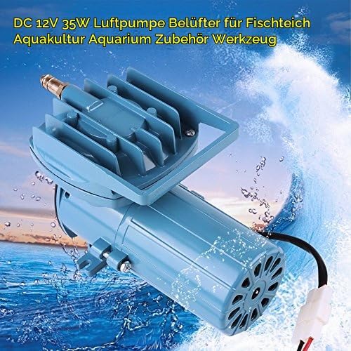 Superleise Aquarium Durchlüfter Luftpumpe, 12v 35W 68 l/min Leistungsstark Sauerstoffpumpe mit 6 Spe