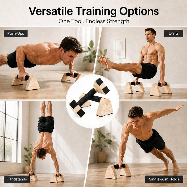 Holz Liegestützgriffe 1 Paar,Parallettes Calisthenics Equipment mit Rutschfestem Griff,Push Up Bars