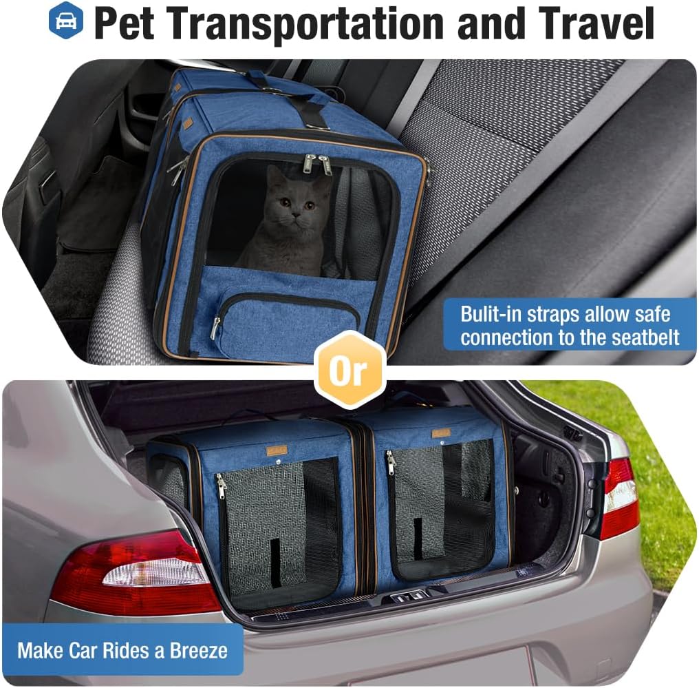 Lekeinchi 2-in-1 Hundebox Transportbox Katze für Mittelgrosses Haustier, Faltbare Katzentransportbox
