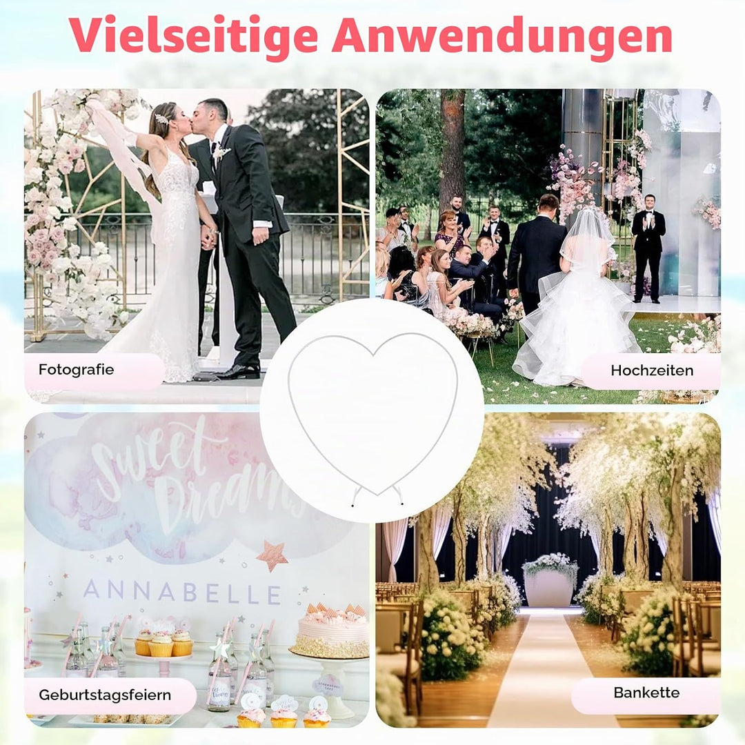 Herz Hochzeitsbogen Freistehend Hochzeitbogen Rahmen 200x210cm Herz-Formen Arch Stand Ballonbogen Bl