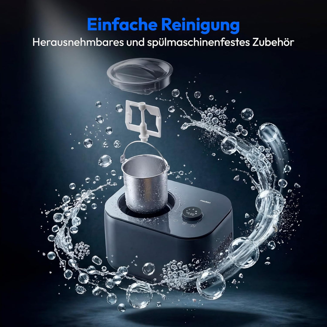 MEDION Eismaschine, Kapazität für 1 L Eis, kein Vorkühlen notwendig, LED-Display mit Sensor-Touch, e