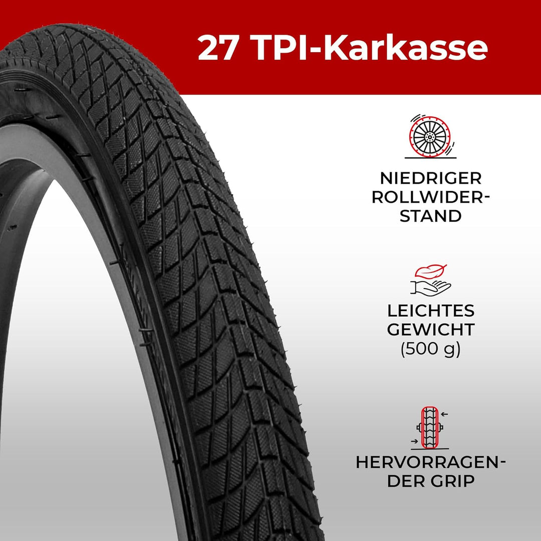 Fincci Paar Reifen 20 x 1.75 Zoll Mantel 47-406 für BMX Fahrradmantel MTB oder Kinder Fahrrad 20x1.7