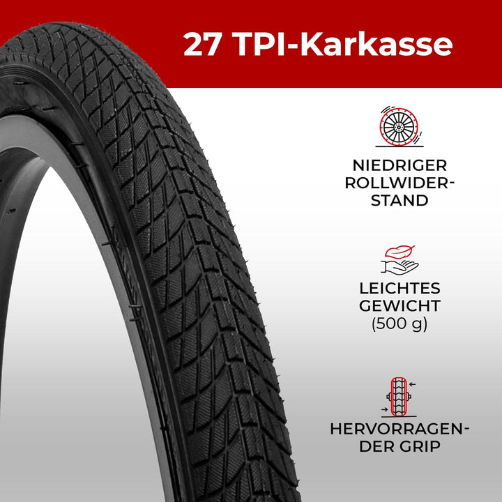 Fincci Paar Reifen 20 x 1.75 Zoll Mantel 47-406 für BMX Fahrradmantel MTB oder Kinder Fahrrad 20x1.7
