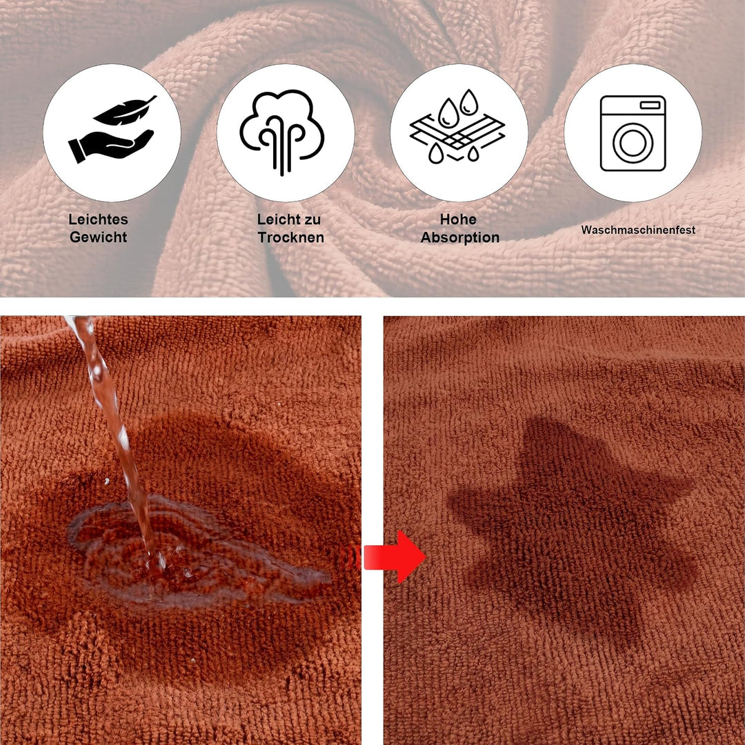 Hundebademantel Mikrofaser mit Klettverschluss saugstark Braun XS, Braun XS