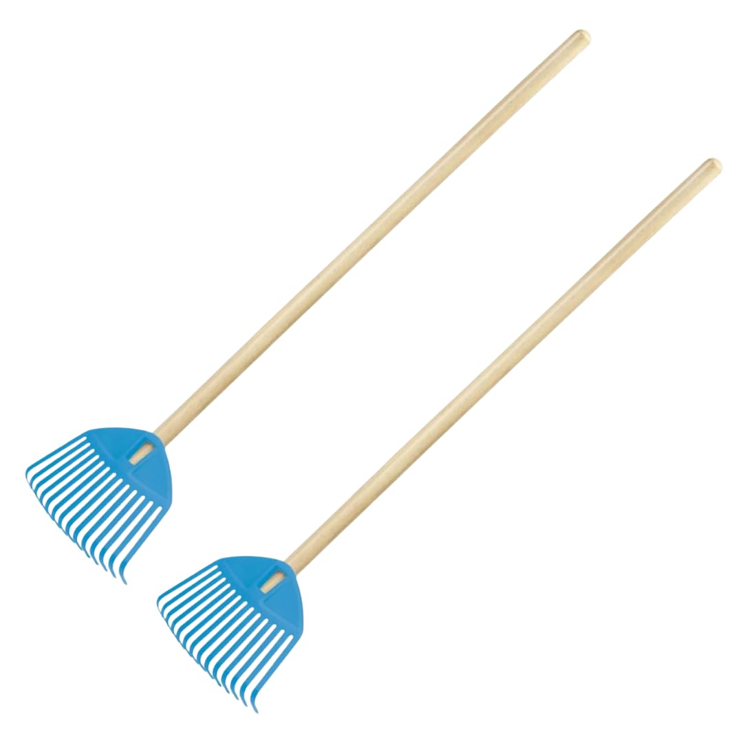Blau Kinderrechen 70cm – Mini-Gartenrechen mit Holzgriff, Rechen/Kleinbesen für Kinder, perfekt für