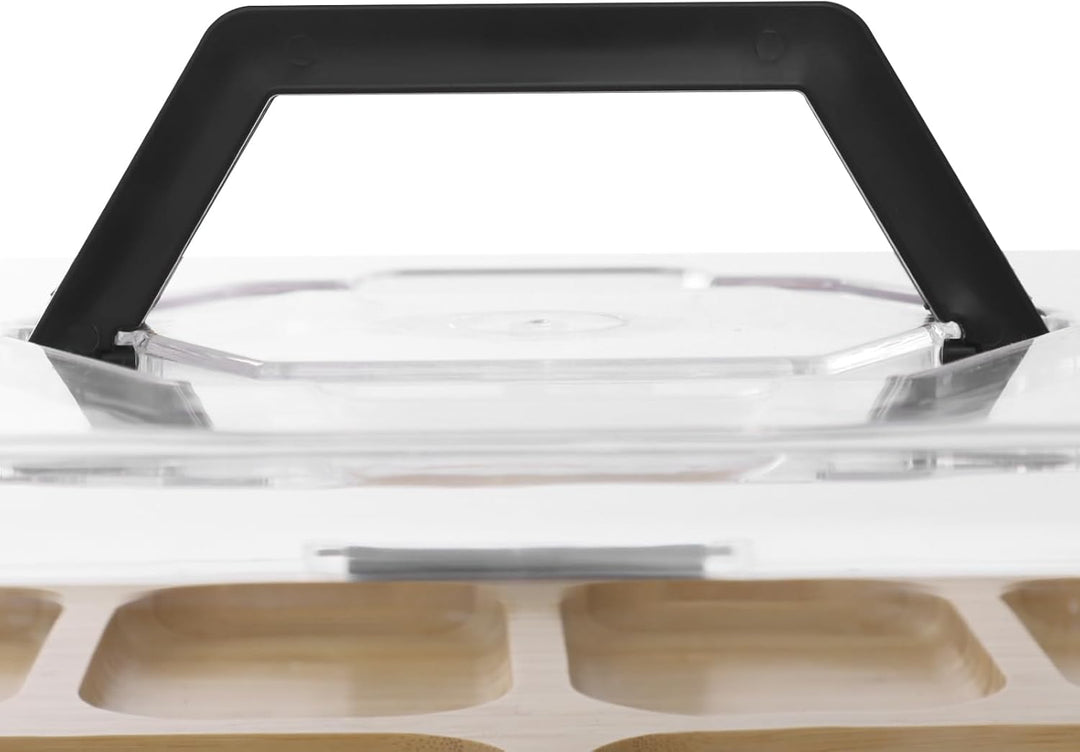 2-Set Charcuterie Boards Set mit 6 Fächern, Charcuterie Board mit Klappbarem Abdeckung, Reise-tragba
