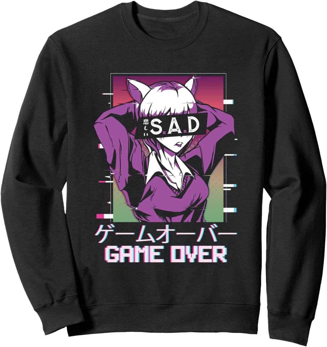 Game Over Japan Ästhetisch Sad Anime Vaporwave Sweatshirt