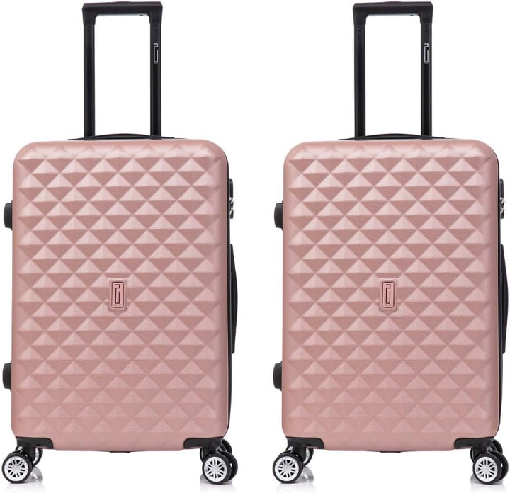 CELIMS - Reisekoffer mit 360 Grad drehbaren Rollen, Roségoldfarben, Cabine X2, Hartschalenkoffer Cab