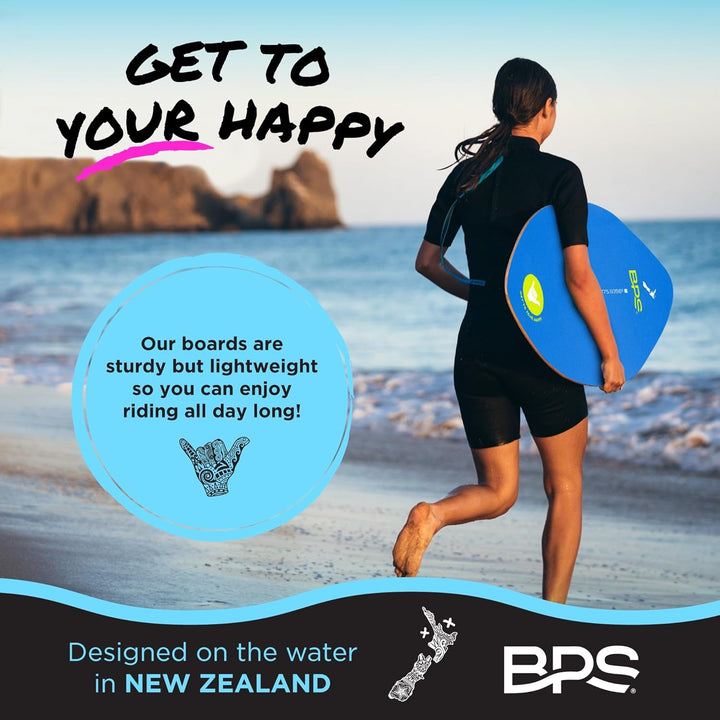 BPS New Zealand 'Shaka' Skimboard mit farbigem Eva-Griffpolster und hochglänzendem Klarlack, Skimboa