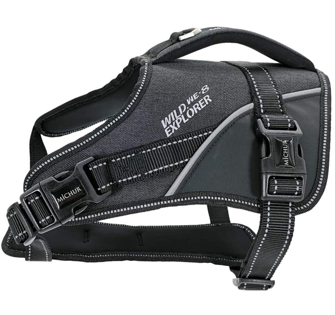 MICHUR Joel Hunde BRUSTGESCHIRR schwarz, Nylon Hundegeschirr, Hundegeschirr, mit Reflektoren, Neopre