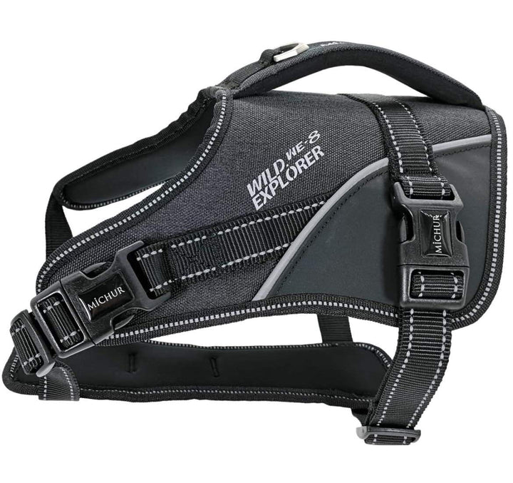 MICHUR Joel Hunde BRUSTGESCHIRR schwarz, Nylon Hundegeschirr, Hundegeschirr, mit Reflektoren, Neopre