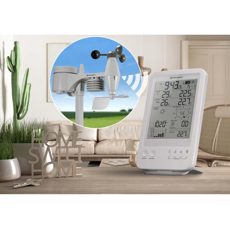 Bresser Wetterstation Funk mit Aussensensor Wetter Center 5-in-1,